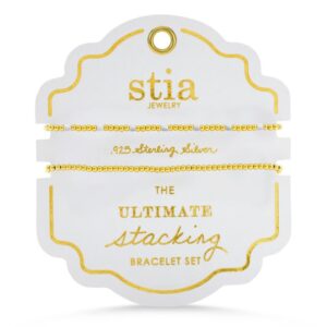 Stia Sterling Silver 2 Pack Gold Plated Sterling Silver Ultimate Stacking White Beaded Bracelets