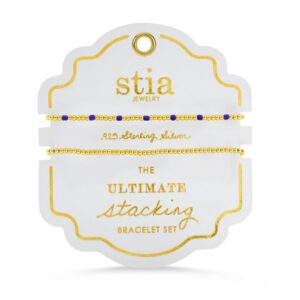 Stia Sterling Silver 2 Pack Gold Plated Sterling Silver Ultimate Stacking Navy Beaded Bracelets