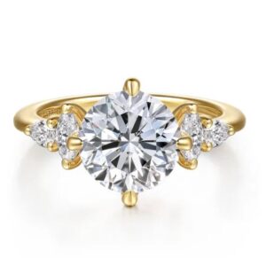 Gabriel & Co. 14k Yellow Gold .53 cttw Diamond Hidden Halo Engement Ring with 9mm Round Center CZ Mounting
