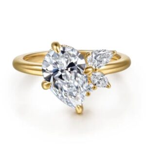 Gabriel & Co. 14k Yellow Gold 10.5x7 CZ Pear Center and .37 cttw Diamond Engagement Ring Mounting