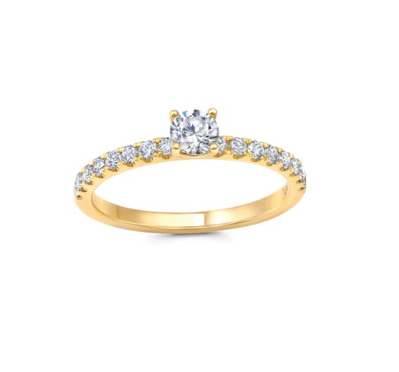 Chatham 14k Yellow Gold 4.0 Round Lab-Grown .56 ctw Diamond Ring