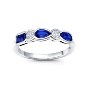 Chatham 14k White Gold Ring Various Shapes Lab-Grown Sapphire 0.85 ctw, Lab-Grown Diamonds .20 ctw