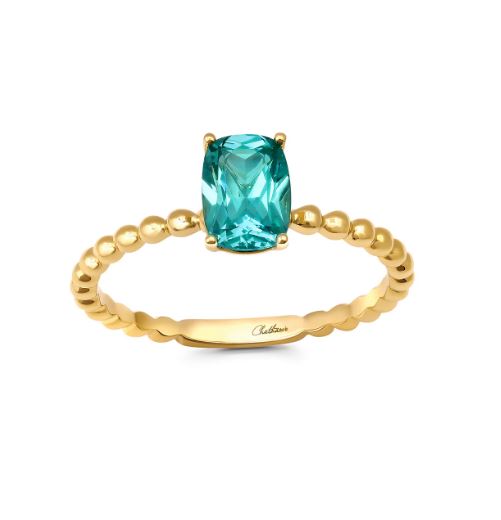 Chatham 14k Yellow Gold Ring 7x5 Antique Cusion Lab-Grown Chrysoberyl 0.94 ctw