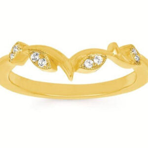 Ostbye Bridal 14k Yellow Gold .04 cttw Diamond Chevron Wedding Band