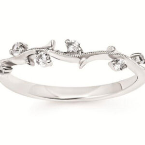 Ostbye Bridal 14k White Gold Ladies .13 cttw Diamond Forever Floral Elegant Wedding Band