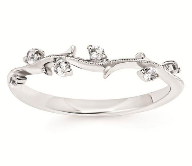 Ostbye Bridal 14k White Gold Ladies .13 cttw Diamond Forever Floral Elegant Wedding Band