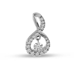 14K White Gold Dashing Diamond Swirl Pendant