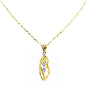 14K Yellow Gold Dashing Diamond 3D Cage Pendant