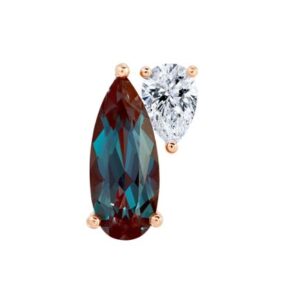 Chatham 14k Rose Gold Pendant 12x5 Pear Lab-Grown Alexandrite 1.68 cts, Lab-Grown Diamonds. .38 ctw
