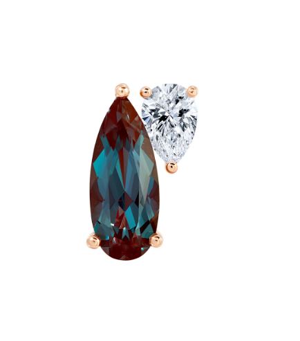Chatham 14k Rose Gold Pendant 12x5 Pear Lab-Grown Alexandrite 1.68 cts, Lab-Grown Diamonds. .38 ctw