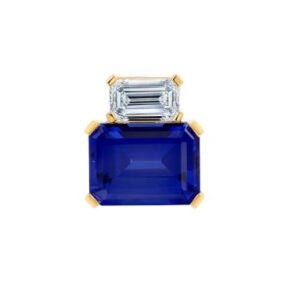 Chatham 14k Yellow Gold Pendant 8x6 Octagon Lab-Grown Blue Sapphire 1.80 cts Lab-Grown Diamonds .33 ctw