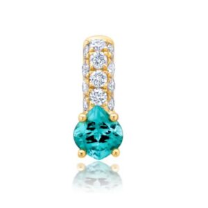 Chatham 14k Yellow Gold Pendant 5x4.5 Onion Cut Lab-Grown Chrysoberyl .46 cts, Lab-Grown Diamonds .20 ctw