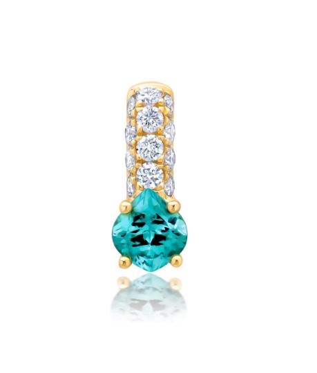 Chatham 14k Yellow Gold Pendant 5x4.5 Onion Cut Lab-Grown Chrysoberyl .46 cts, Lab-Grown Diamonds .20 ctw