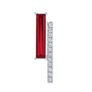 Chatham 14k White Gold Pendant 14.3 Baguette Lab-Grown Ruby 1.18 cts, Lab-Grown Diamonds .14 ctw