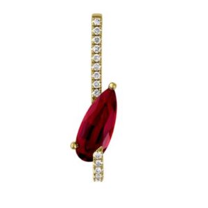 Chatham 14k Yellow Gold Pendant 12x5 Pear Lab-Grown Ruby 1.91 cts, Lab Grown Diamonds .11 ctw