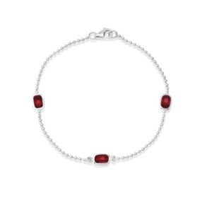 Chatham 14k White Gold Bracelet 6x4 Antique Custion Lab-Grown Ruby 2.44 ctw, Lab-Grown Diamonds .06 ctw