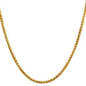 INOX MENS GOLD-TONE STAINLESS STEEL 4MM 20" WHEAT CHAIN