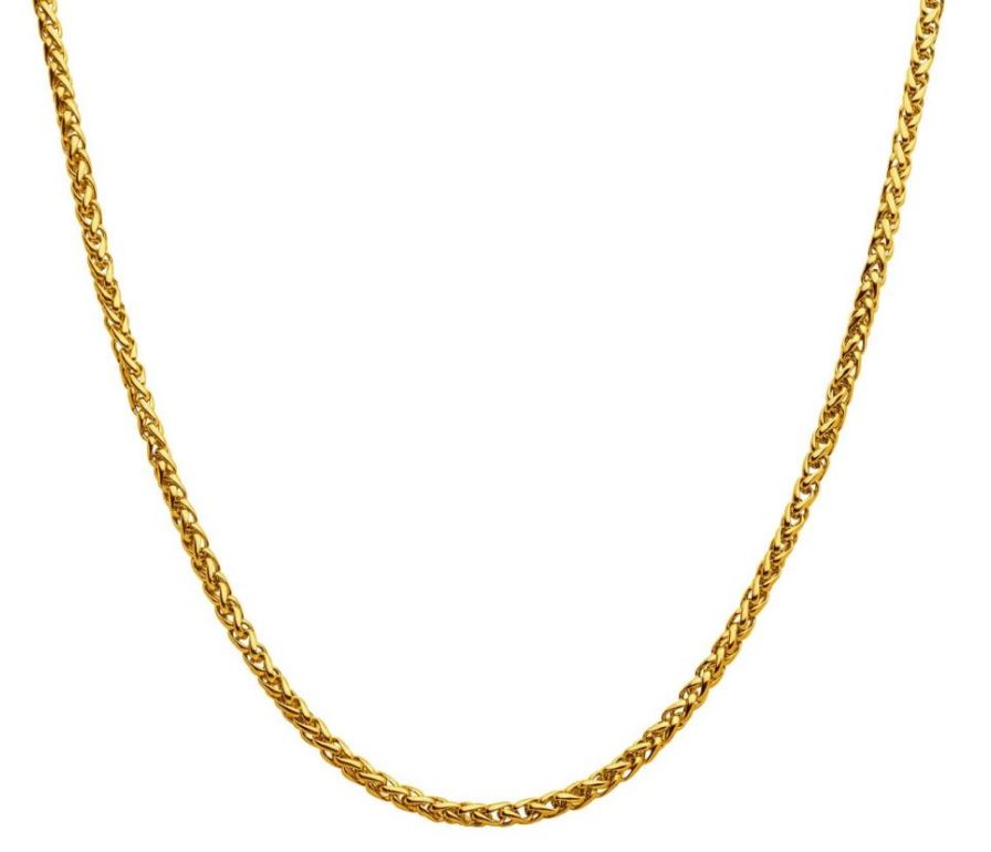 INOX MENS GOLD-TONE STAINLESS STEEL 4MM 20" WHEAT CHAIN
