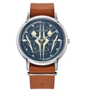 CITIZEN MENS STAINLESS STEEL AHSOKA TANO STAR WARS ECO-DRIVE BROWN LEATHER WATCH