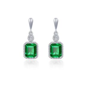 Lafonn Sterling Silver Simulated Diamond and Emerald May 1.82 cttw Emerald Cut Earrings