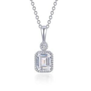 Lafonn Sterling Silver .91 cttw Emerald Cut Simulated Diamond April Pendant Necklace