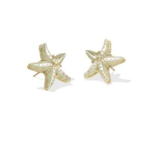 Kendra Scott Sterling Silver Gold Plated Mother of Pearl Starfish Stud Earrings