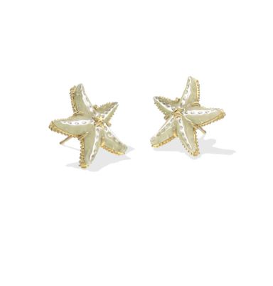 Kendra Scott Sterling Silver Gold Plated Mother of Pearl Starfish Stud Earrings