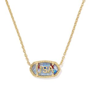 Kendra Scott Sterling Silver Gold Plated Elisa USA Red, White & Blue Pendant Necklace