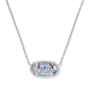 Kendra Scott Sterling Silver Rhodium Plated Elisa USA Red, White & Blue Pendant Necklace