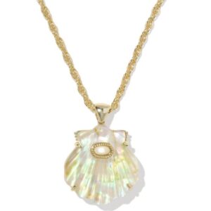 Kendra Scott Sterling Silver Gold Plated Lucia Shell Iridescent Abalone Pendant Necklace