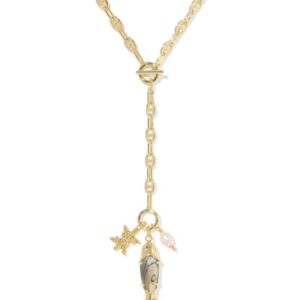 Kendra Scott Sterling Silver Gold Plated Parker Fish, Abalone Shell, Anchor Charm Necklace
