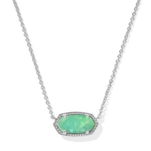 Kendra Scott Sterling Silver Rhodium Plated Elisa Mint Iridescent Abalone Shell Necklace