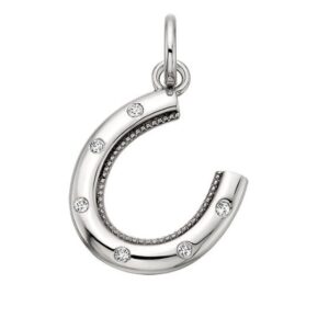 STERLING SILVER WHITE TOPAZ HORSESHOE CHARM