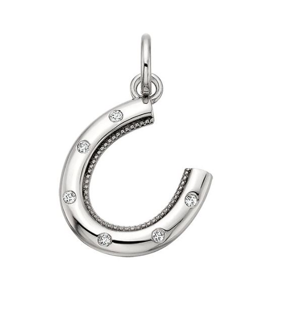 STERLING SILVER WHITE TOPAZ HORSESHOE CHARM