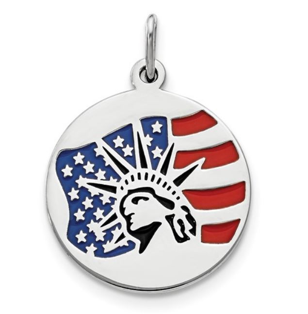 STERLING SILVER ENAMELED STAUE OF LIBERTY PENDANT