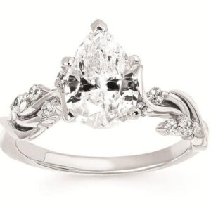 Ostbye Bridal 14k White Gold Ladies Bridal .15 cttw Diamond and CZ Pear Shaped Mounting