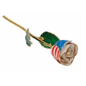24K PLATED PATRIOTIC RED/WHITE/BLUE LACQUERED ROSE