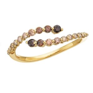 14KY 22=.33CTTW WHITE/CHOCOLATE OMBRE DIAMOND OPEN BYPASS RING