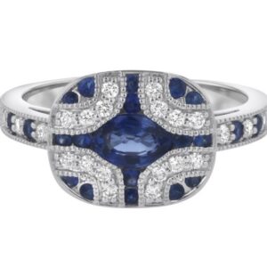 14K YELLOW GOLD .25CTTW DIAMOND .95CTTW BLUE SAPPHIRE RING