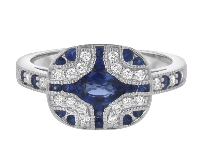 14K YELLOW GOLD .25CTTW DIAMOND .95CTTW BLUE SAPPHIRE RING