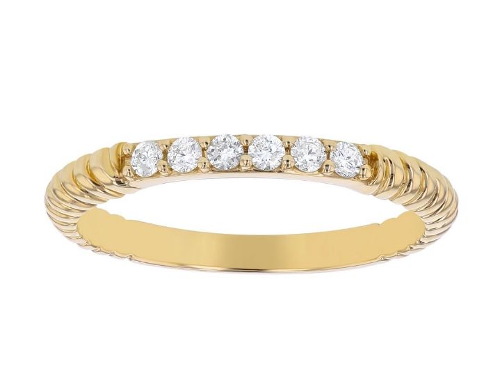 14K YELLOW GOLD .16CTTW DIAMOND TWIST BAND