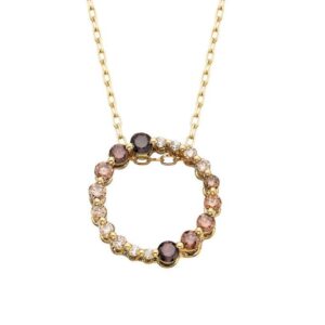 14KY 18=.34CTTW WHITE/CHOCOLATE OMBRE DIAMOND OPEN CIRCLE NECKLACE 18"