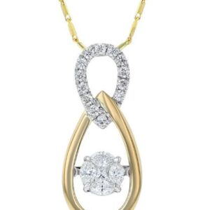 14K TWO TONE .50CTTW DANCING DIAMOND PENDANT
