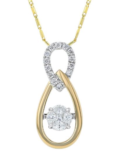 14K TWO TONE .50CTTW DANCING DIAMOND PENDANT