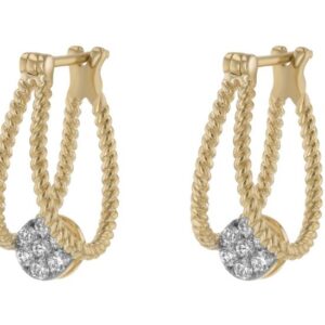 14K TWO TONE .25CTTW DIAMOND SPLIT HOOP EARRINGS