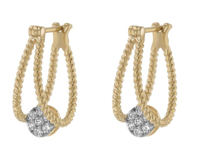 14K TWO TONE .25CTTW DIAMOND SPLIT HOOP EARRINGS