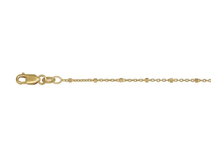 14K YELLOW GOLD BEADED CABLE CHAIN 18"