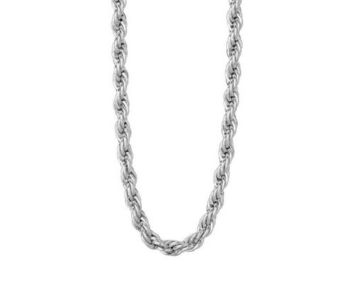 INOX MENS STAINLESS STEEL 3.7MM SILK ROPE 22" CHAIN