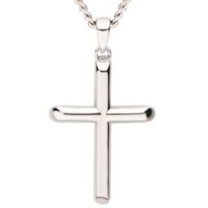 INOX STERLING SILVER CLASSIC CROSS 22" BOX CHAIN NECKLACE