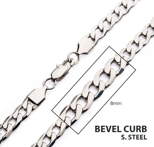 INOX MENS STAINLESS STEEL 8MM 22" CURB CHAIN